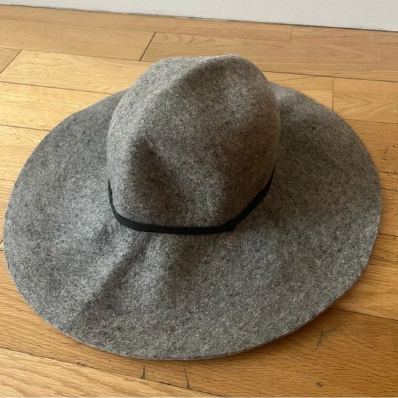 Hinge Felted Panama Hat Hinge Faux Leather Trim Gray Wool Felt Hat One Size | eBay main image 2